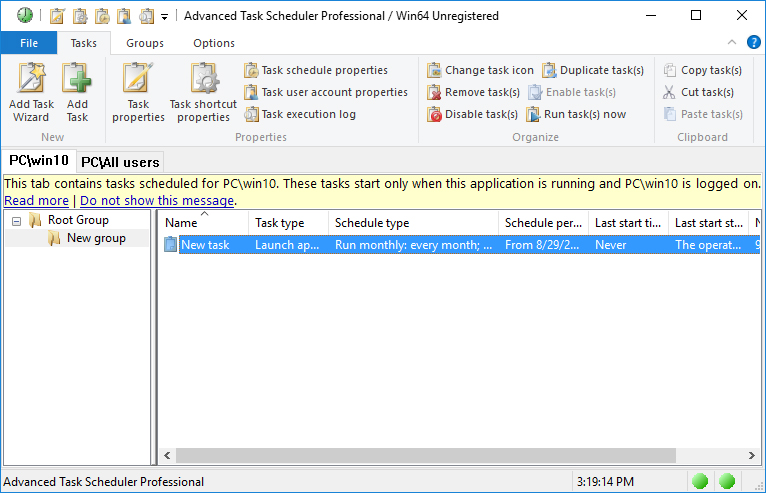 Advanced Task Scheduler Professional screen shot